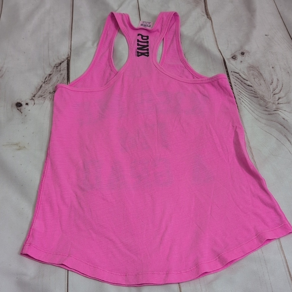 Pink by Victoria's Secret size XS XSmall Bright Pink Kiss Me Im A Grad Tanktop - Picture 4 of 4